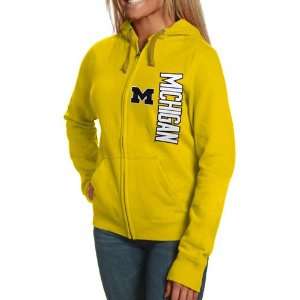 com Champion Michigan Wolverines Ladies Maize Athletic Logo Full Zip 