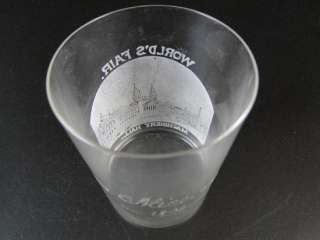   Worlds Fair Etched Souvenir Cup Glass Columbian Exposition  