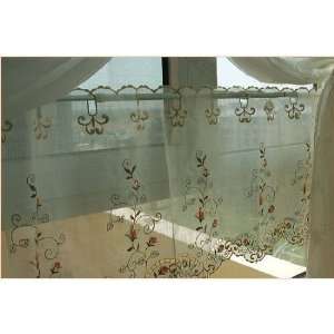   Embroidery Gold rose Voile Valance/Cafe curtain