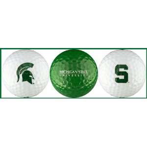 Michigan State University Block S & Spartan Head Logo Golf Balls 3 