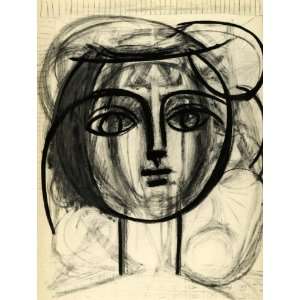  1948 Print Portrait Pablo Picasso Spanish Face Expression Verve Art 
