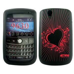  Blackberry Tour 9630 Red Heart on Black Silicone/Gel/Soft 