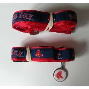  Boston Red Sox Premium Pet Set Dog Leash Collar ID Tag 