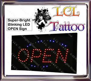 OPEN SIGN BRIGHT LED BUSINESS PROFESSIONAL TATTOO SIGNS  