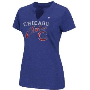  Majestic Chicago Cubs Ladies Game Lead Fashion Split Neck 