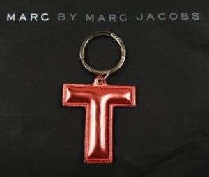 MARC JACOBS Alphabet T Key Chain Hot Pink NEW  