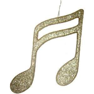  Gold Glittered 16th Note Music Lover Christmas Ornament 8 