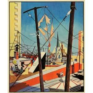  1938 Radio Antennas Rooftops NYC Francis Criss Print 