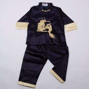  Kids Chinese Dragon Kung Fu Shirt Pants Set Blue Available 