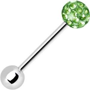   Green Crystal Ferido Ball Barbell Tongue Ring Body Candy Jewelry