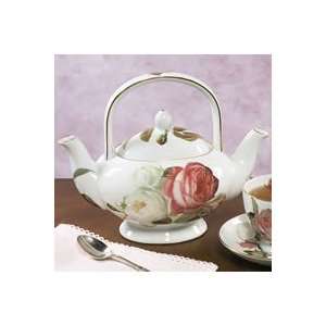 Porcelain Rose Garden Double Spout Teapot