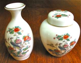 Still perfect and unused Kutani Crane vase measures 5 tall, and 