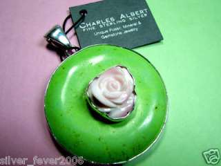 Silver Pendant Rose Modern Turquoise CHARLES ALBERT New  