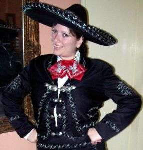 CHARRA MEXICAN COSTUME OUTFIT METALLIC BUTTONS ALL INCLUDE HALLOWEN 