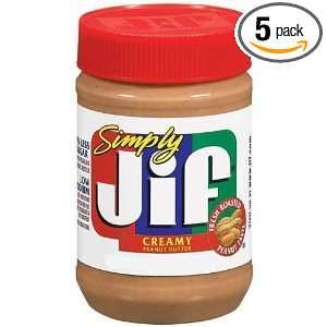 Simply Jif Creamy Peanut Butter, 27.3000 Ounce Glass Jars (Pack of 5)