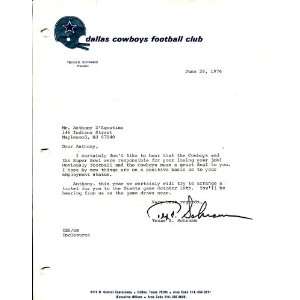  Texas Schramm Autographed Dallas Cowboys Letter Sports 