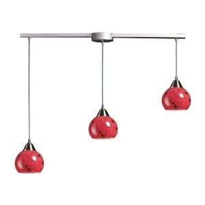  Elk 101 3L FR 3 Light Pendant In Satin Nickel and Fire Red 