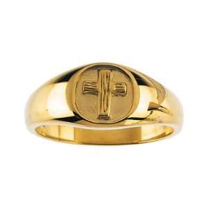    Mens Yellow Gold Rugged Cross Christian Purity Ring Jewelry