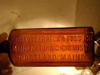 SCHLOTTERBECK & FOSS~CHEMIST PORTLAND Me.~AMBER BOTTLE  