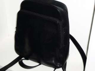   Black Leather Day Pack Back Pack Sling Shoulder Bag MINT  