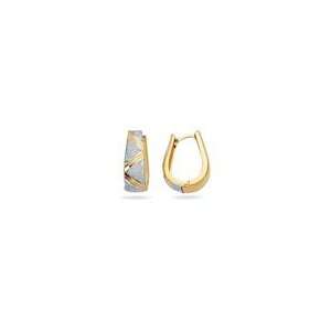  Oval Snuggable Hoop Earrings in 14K Two Tone Gold Jewelry