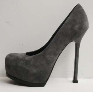 YSL Yves Saint Laurent TRIBTOO 105 Suede Platform Pumps Shoes 37.5 