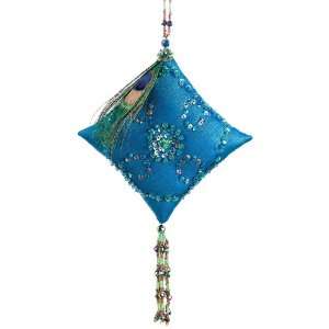  Sequined Plush Blue Peacock Pillow Christmas Ornament 