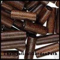 500 Dark Brown Chinese Leaf Box wood Tube Bead 20x7mm  