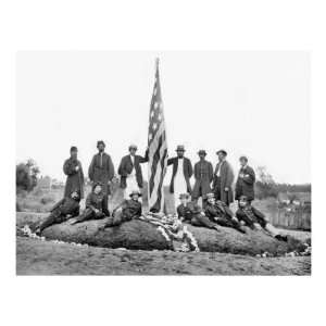  Washington, DC, Officers Raising Flag, Civil War Stretched 