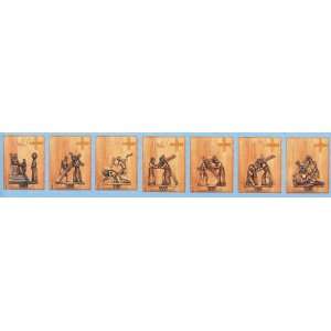    Stations Of The Cross Set Mounted On Wood Plaques