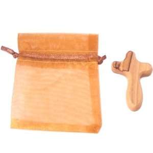   wood   Holding Cross with Organza Bag (2 inches   5 cm)   small Home