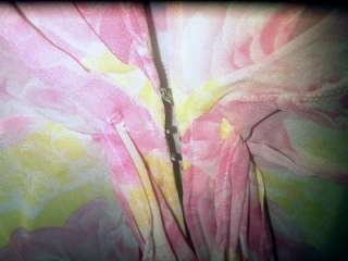 ESCADA Floral Chiffon Shirt Dress Jacket Pink & Yellow size 36 (4 6 S 