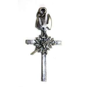  Small Crucifix   Metal Pendant with a Dove and a Heart 