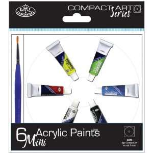Compact Art Sets Mini Acrylic Paints w/Brush 6 Col 