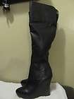   over the knee leather  boot wedge heels size 9.5m