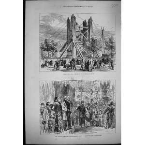  1878 Raising Cleopatras Needle Thames Embankment Duke 