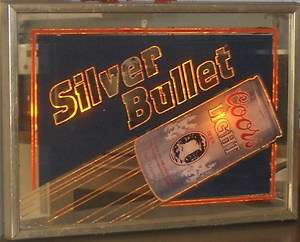 Working COORS Light SILVER BULLET Lighted Sign Lamp Bar Pub Man Cave 