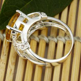 Stylish Citrine Jewelry Gems Silver Ring Size #6 S14  