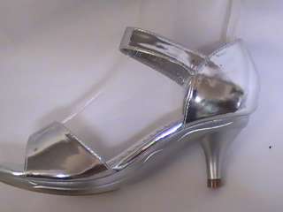 Girls Silver Dress Shoes Pageant Heels(T 10) Yt Sz 13  