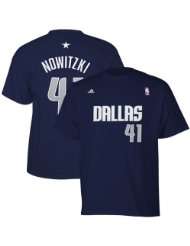 adidas Dallas Mavericks #41 Dirk Nowitzki Navy Blue Net Player T shirt 