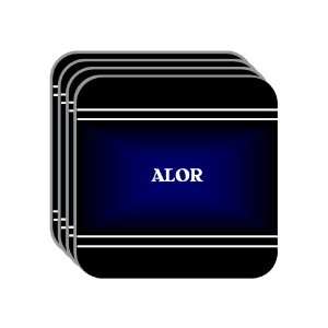 Personal Name Gift   ALOR Set of 4 Mini Mousepad Coasters (black 