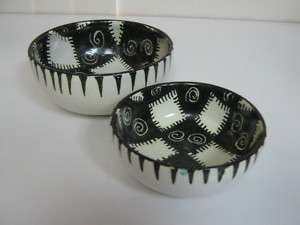 vintage art pottery black white bowls   Italy   signed  