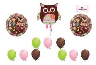 Hippie Chick Owl Peace Sign Balloon Mylar Latex Set Birthday Girl 