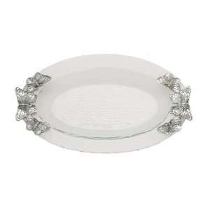  Arthur Court Butterfly 14 Inch Glass Oval Tray Kitchen 