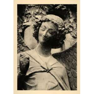  1937 Angel Sculpture Reims Cathedral Notre Dame Artwork 