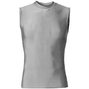Custom A4 Compression Muscle Tees SILVER (SIL) A2XL  