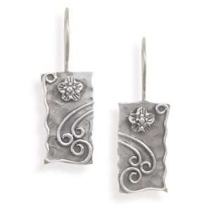  Sterling Silver Oxidized Rectangle French Wire Earrings Jewelry