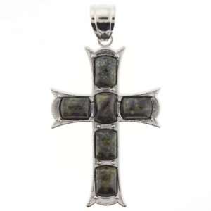 Pendants   Dragon Blood Jasper With Silver Plated Frame Cross   52mm 