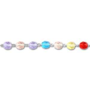  8mm Muti Colored Fire Polished Silver Plated Chain Arts 