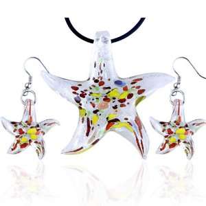  Starfish Multicoloreds Earring Pendant Murano Glass 
